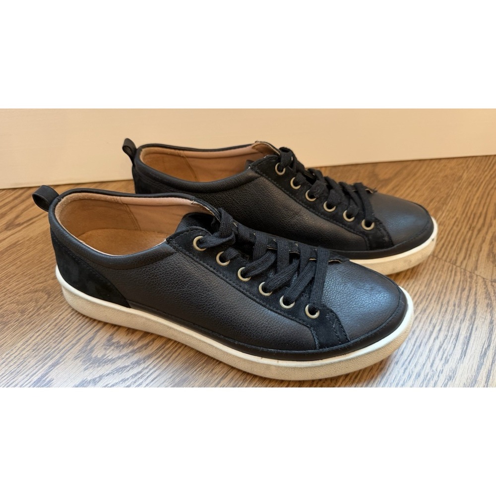 VIONIC Winny Women's 9 Sneakers Black Leather Shoe Lace Up Casual Comfort